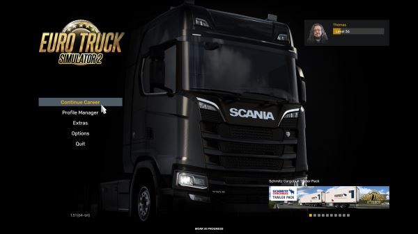 В патче 1.51 для Euro Truck Simulator 2 и American Truck Simulator будет обновлен стартовый экран